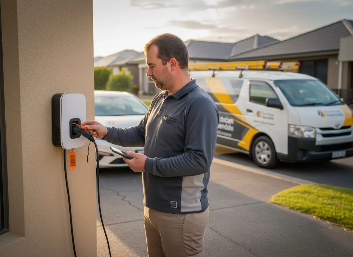 Professional EV charger installation at a Melbourne home