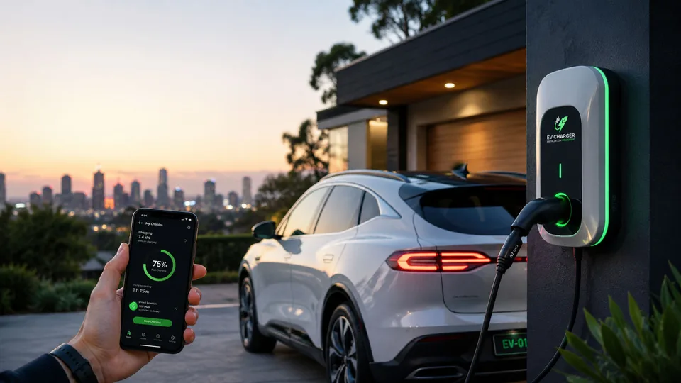 Smart EV charger at a modern Melbourne home