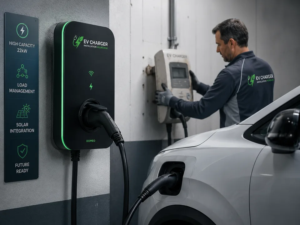 Modern EV charger replacing an older unit